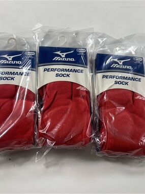 Mizuno Performance Sock Over The Calf Size Large Baseball Softball Lot 3 Scarlet